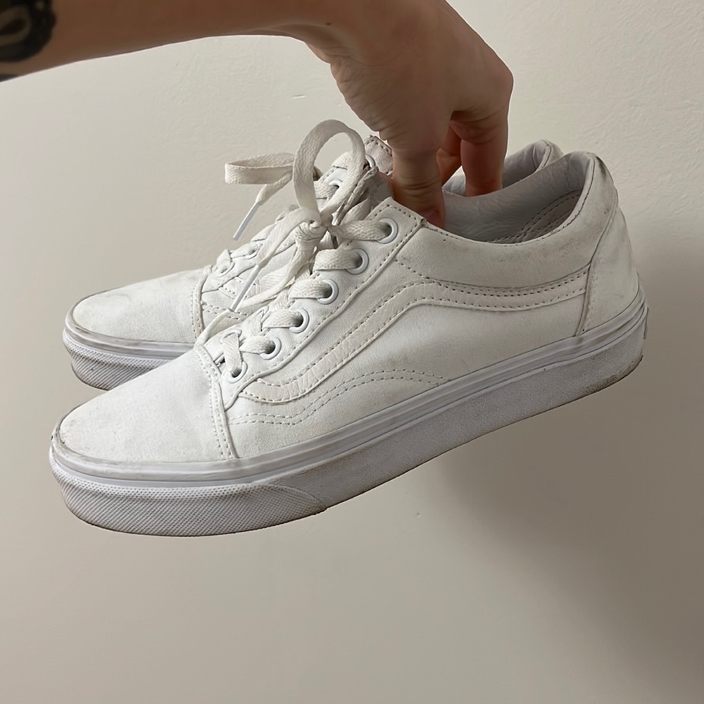 All white lace up Vans!